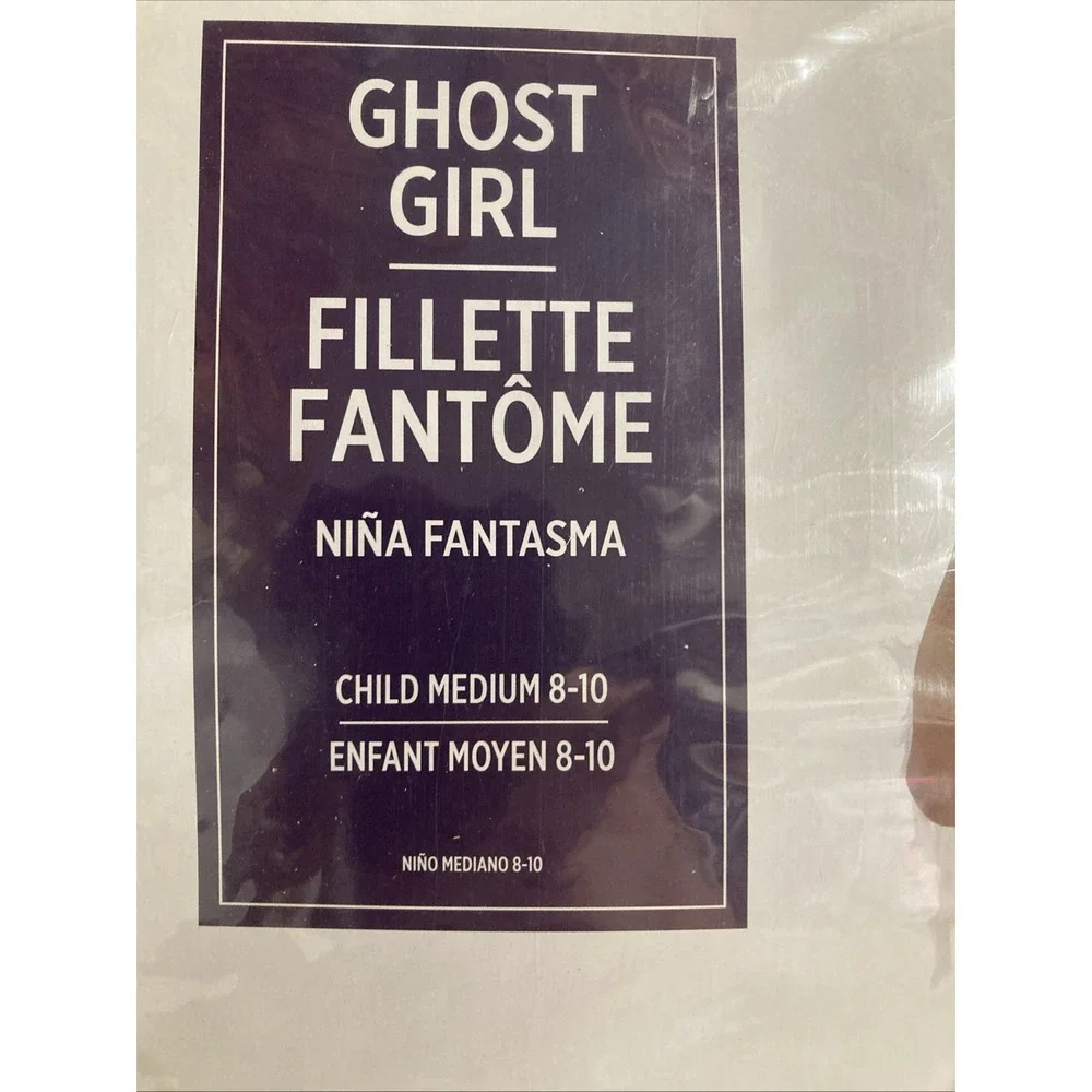 Ghost Girl Skeleton Halloween Costume Dress With Hood Size Child Medium 8-10 New - Picture 4 of 6